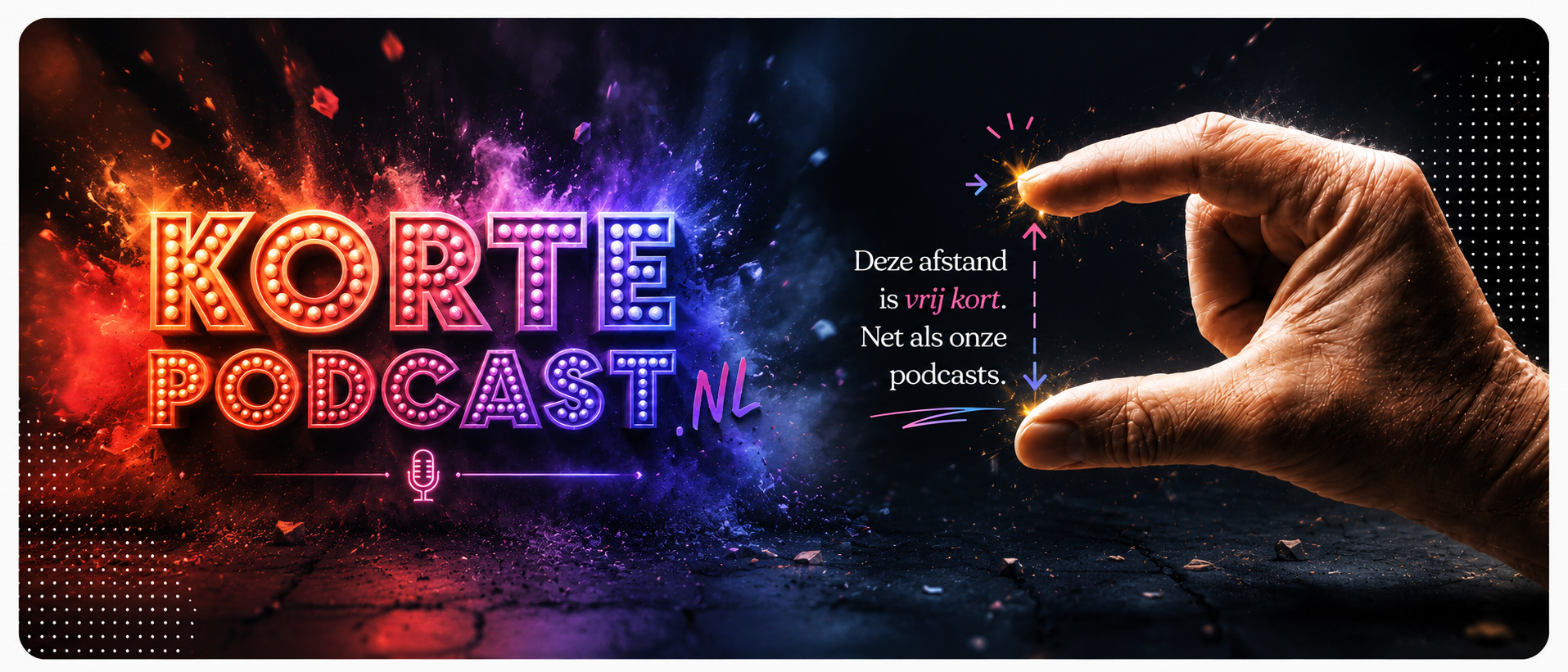 Korte Podcast. Deze afstand is vrij kort. Net als onze podcasts.
